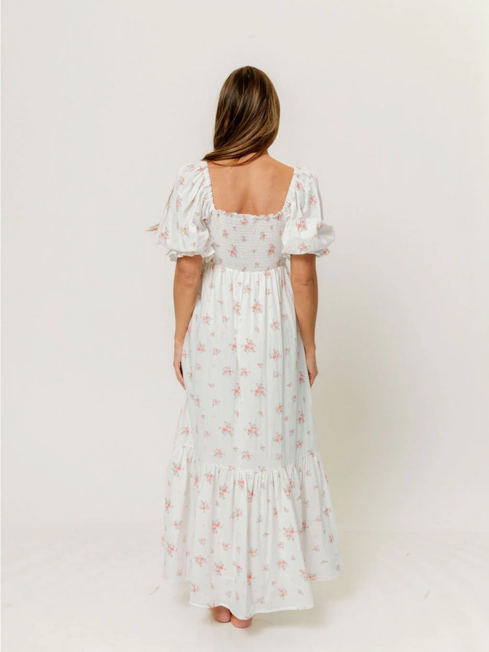Livvy 100% Cotton Dress in Off White/Pink Floral (Fully Lined) -Bump Friendly L - Picture 3 of 11